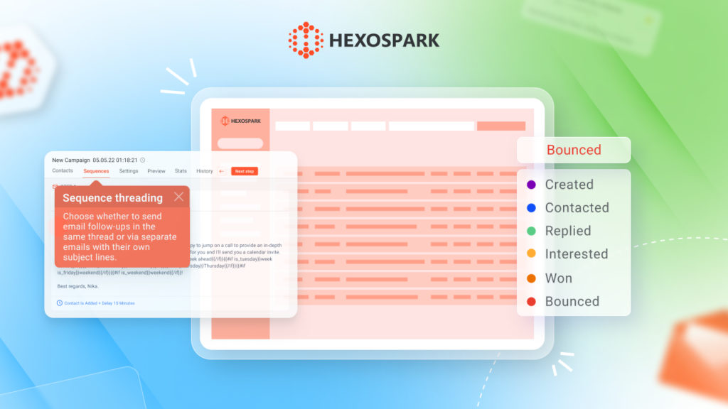 Hexospark updates: sequence threading+ bounced status