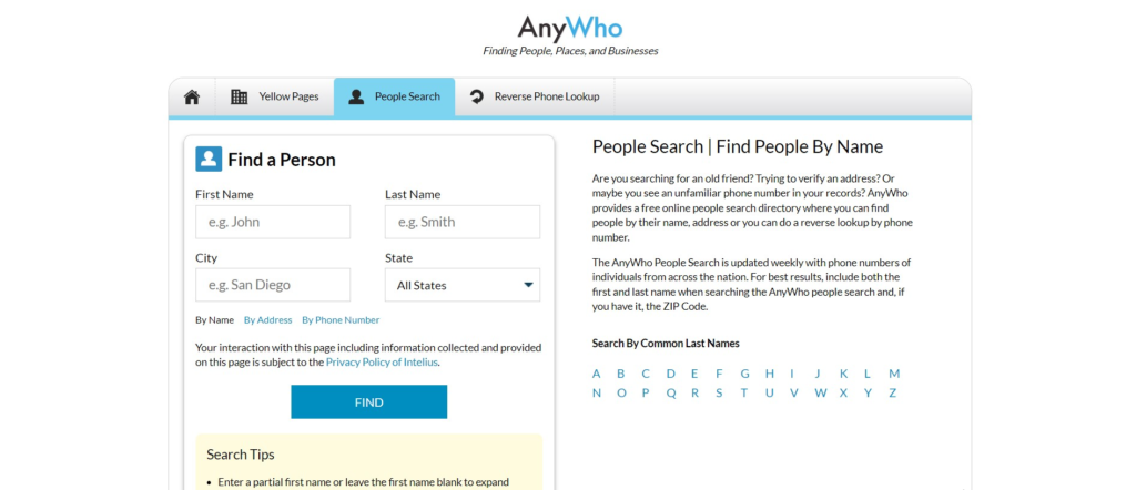 How to find a phone number with AnyWho